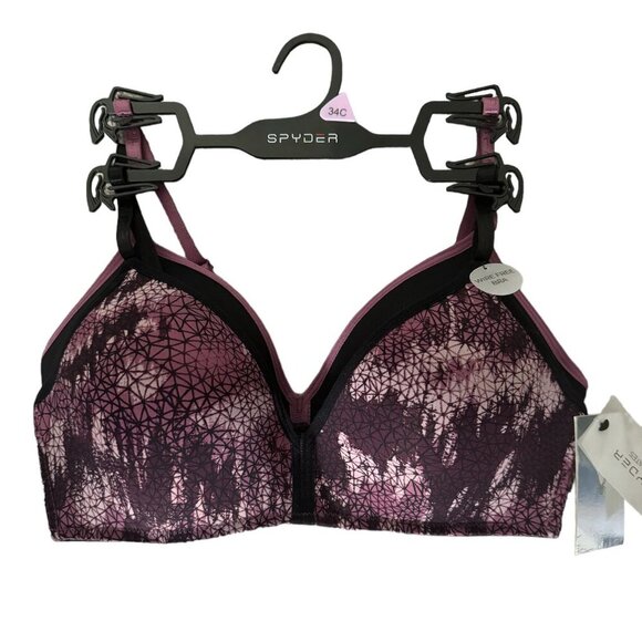 SPYDER NWT $68 2 Piece Lightly Padded Comfort BraS Purple and Black Women's 34C - Picture 1 of 9